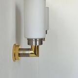 Pair of vintage sconces, opaline brass and steel, Germany 1970
