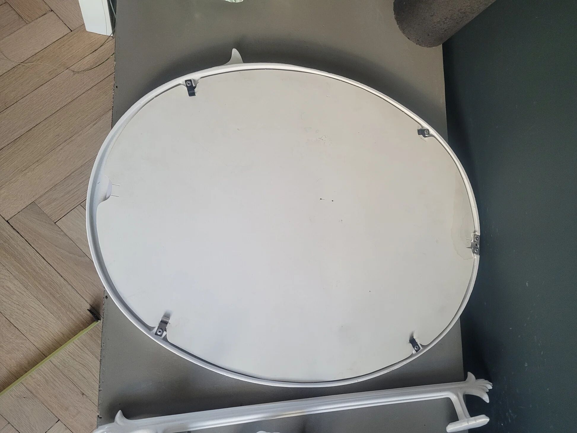 White enameled cast iron bathroom set