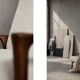 Vintage Mid-Century Scandinavian Modern White Boucle &Teak High Armchair