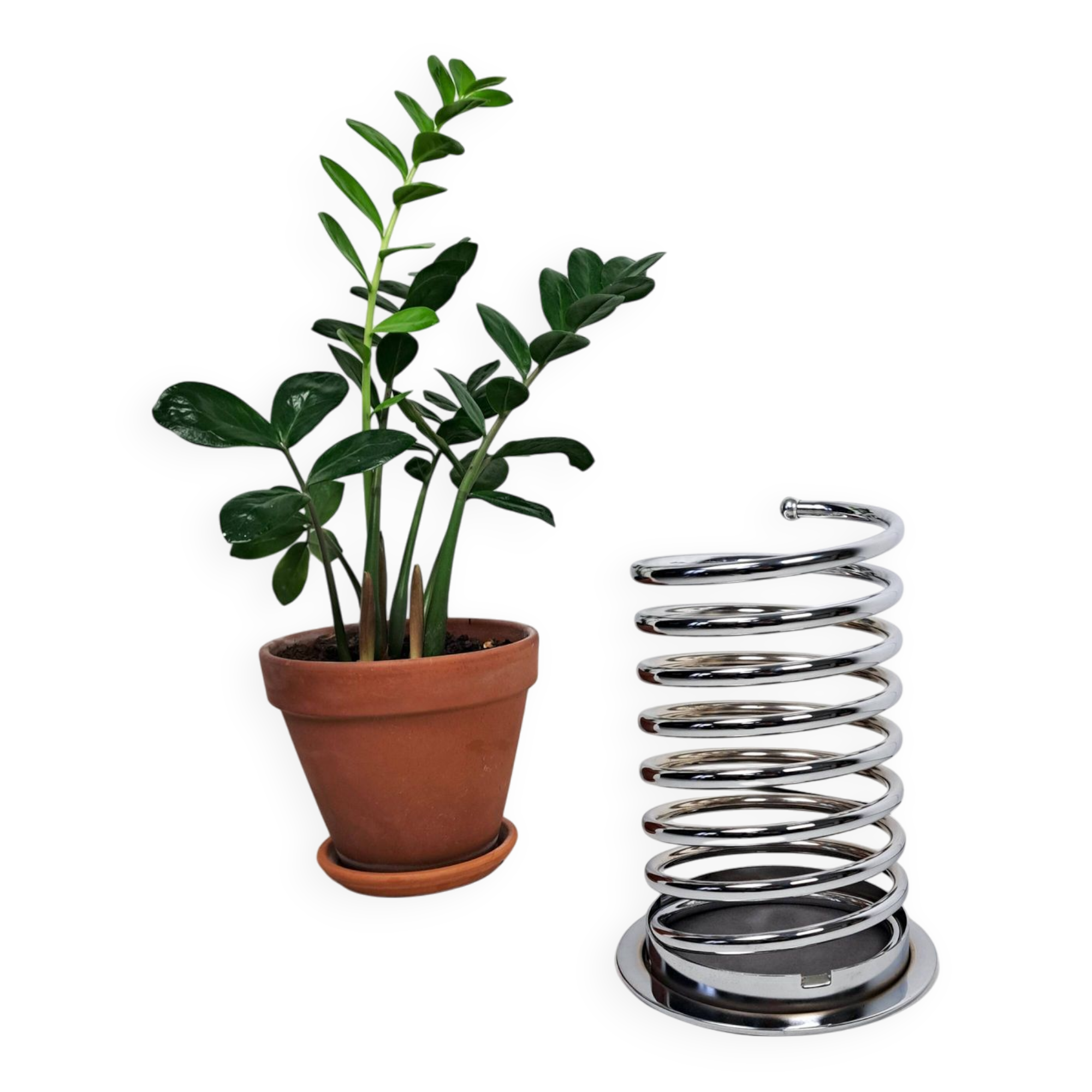 Vintage chrome spring-shaped umbrella stand