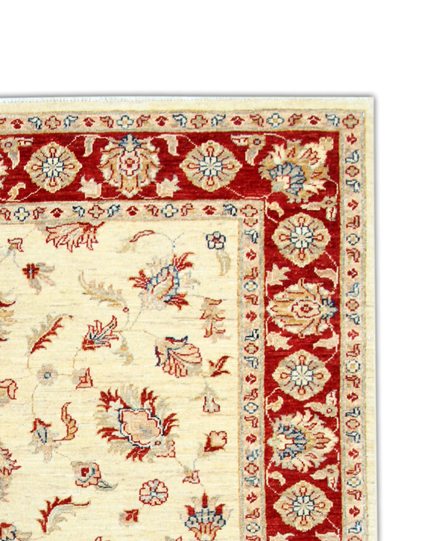 Traditional Afghan Ziegler Rug Handwoven Cream Wool Carpet- 165x195cm