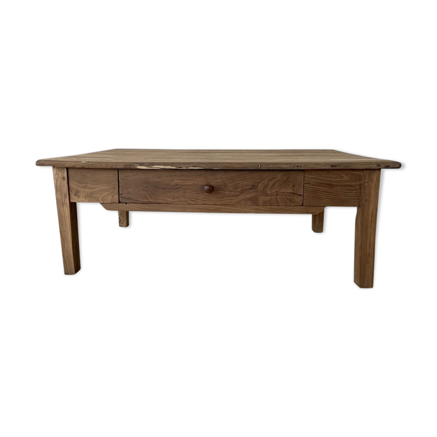 Table basse de ferme un tiroir en bois brut