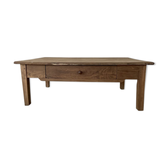 Farm coffee table a drawer in raw wood
