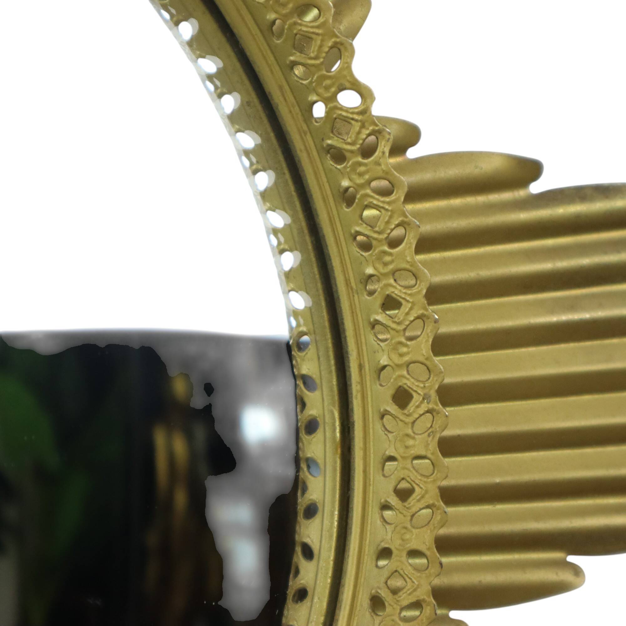 Large Starburst Sunburst Mirror Convex Gold Metal