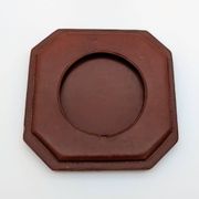Ashtray / Catch-all Mid-Century Solid Glass Murano Style & Leather 1960