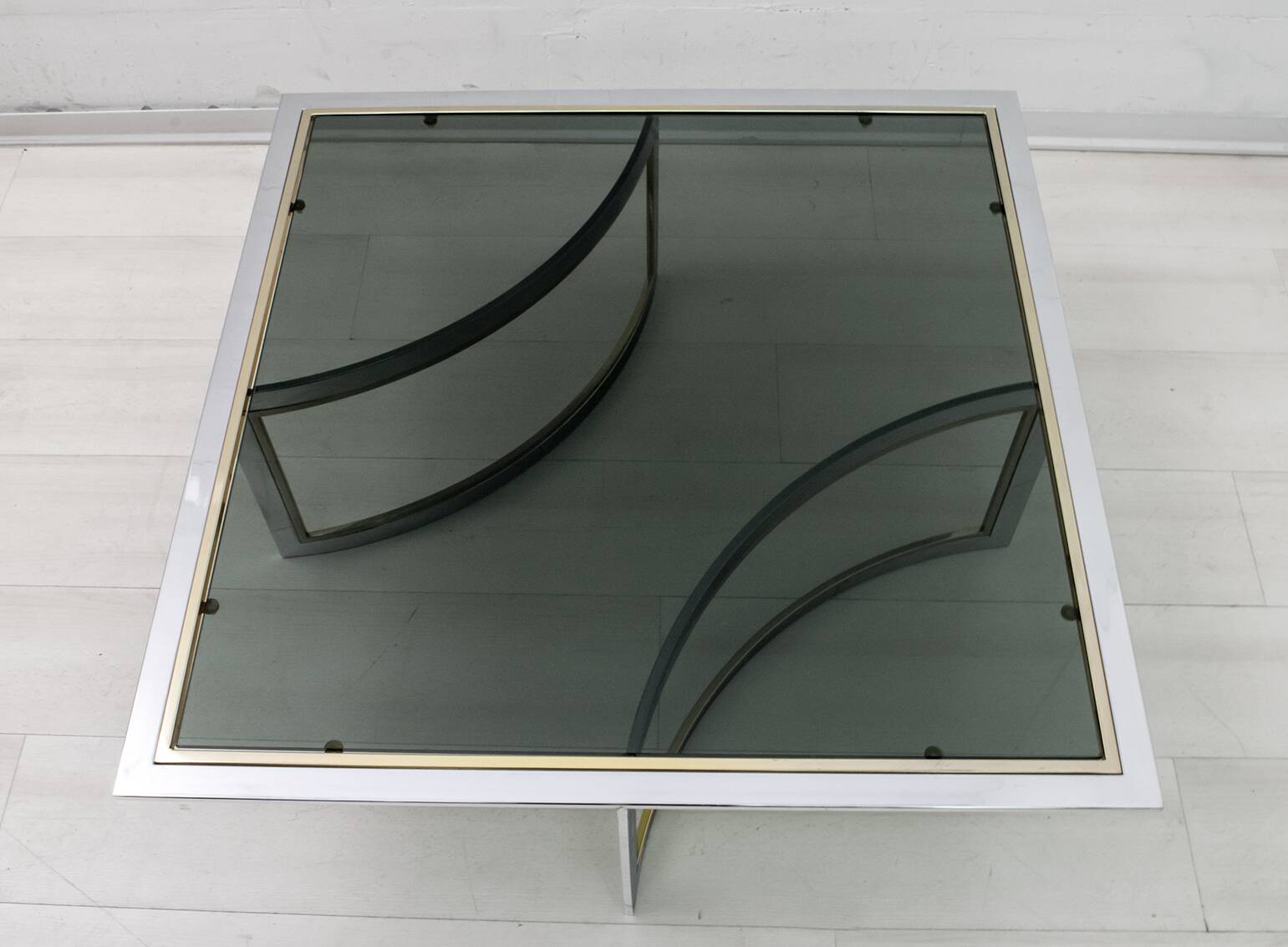 Mid-Century Modern Italian Chrome and Brass Coffee Table, 1970s