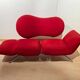 Postmodern Convertible Sofa in Red Fabric attributed to Bonaldo, Italy, 1980s
