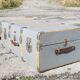 Vintage wooden travel trunk stamped bagage j.m.g.é.