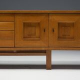 Brutalist Oak Buffet, Belgium, 1960s
