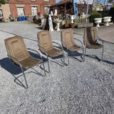 4 Cidue armchairs in chrome metal from the 70s