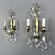 Pair of brass and crystal wall lights, 20th Century