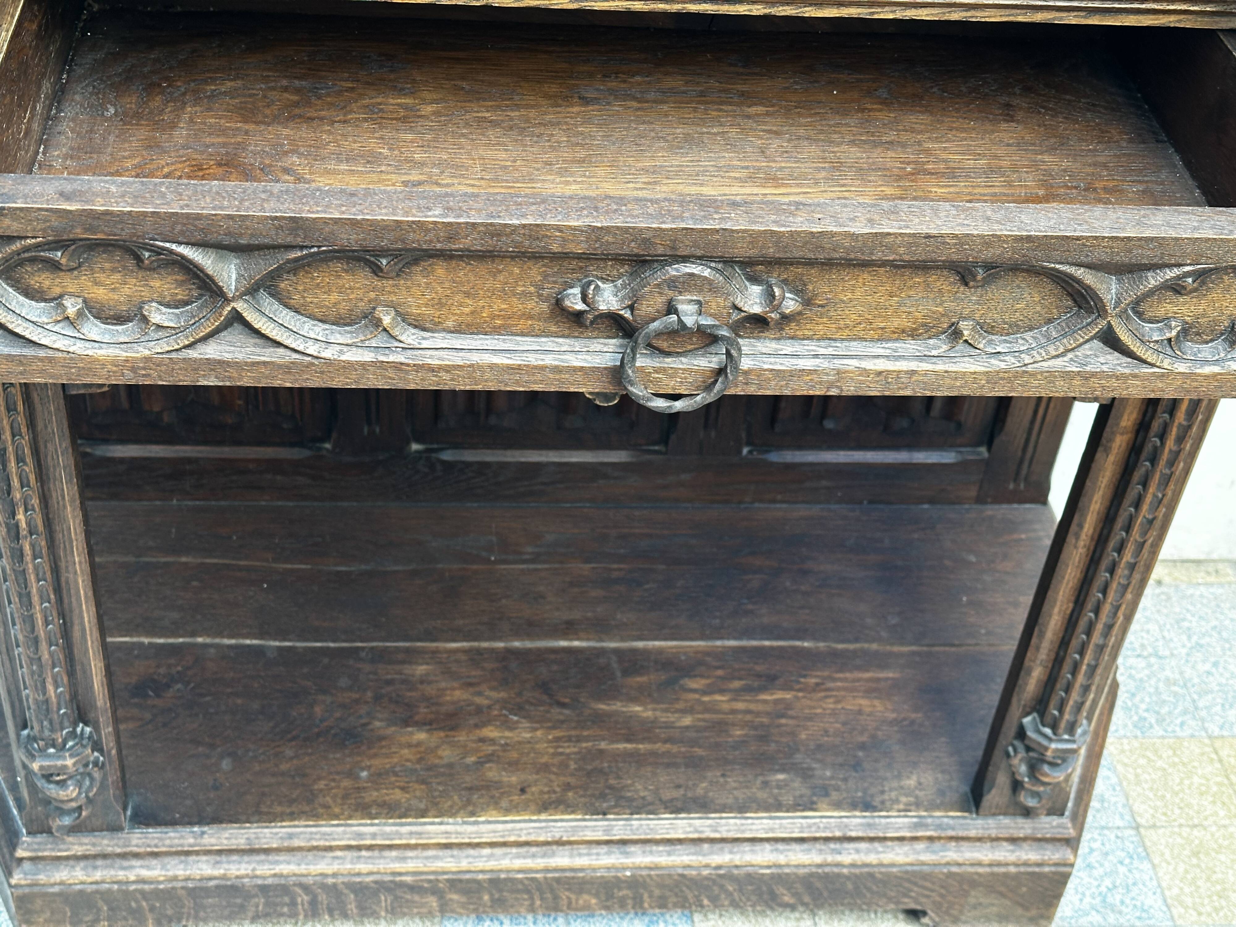 Pair of Gothic style cabinets in dark oak from the 19th century.