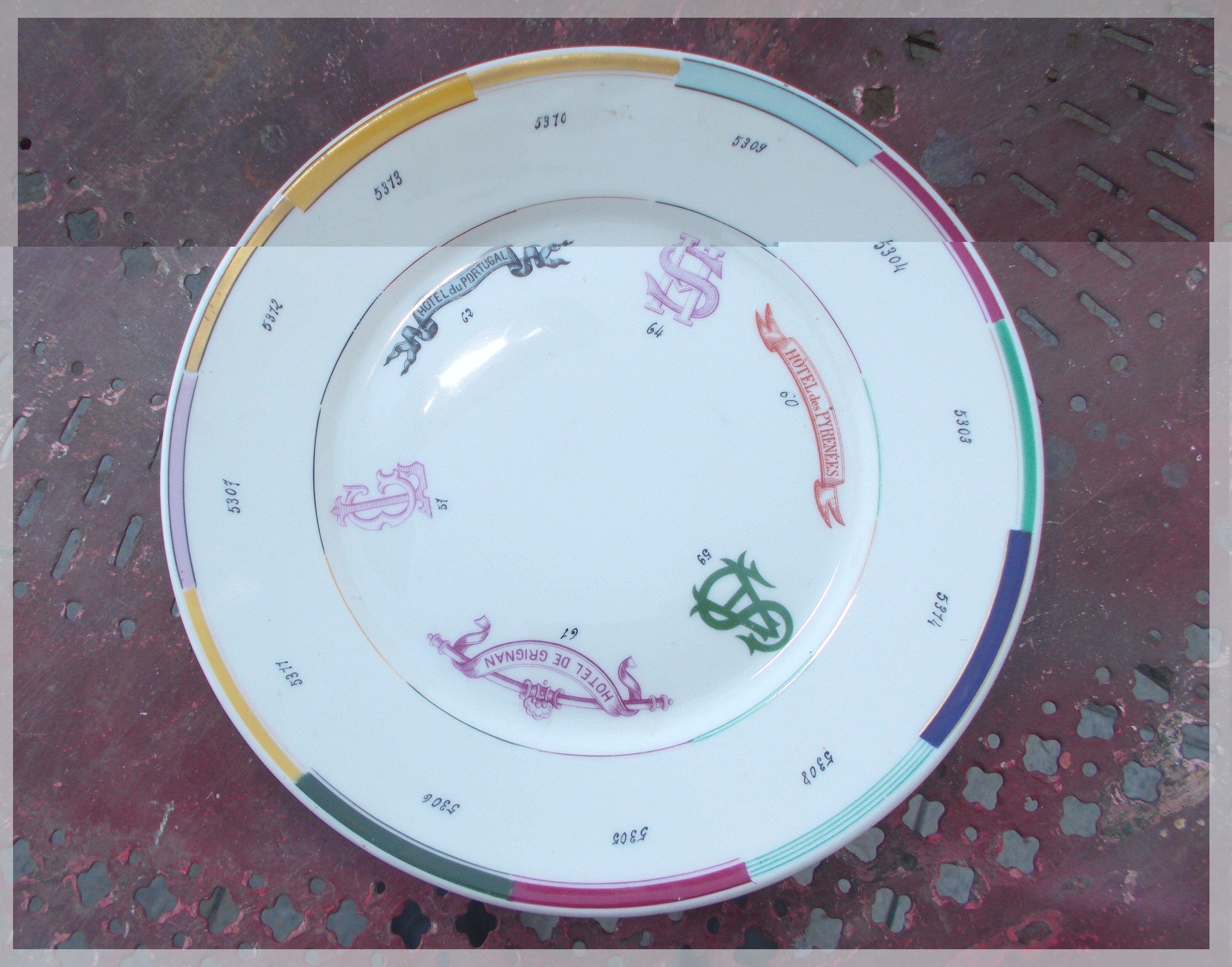 Antique plate Limoges porcelain Sample Advertising Hotel