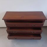 Three-drawer chest of drawers in exotic wood