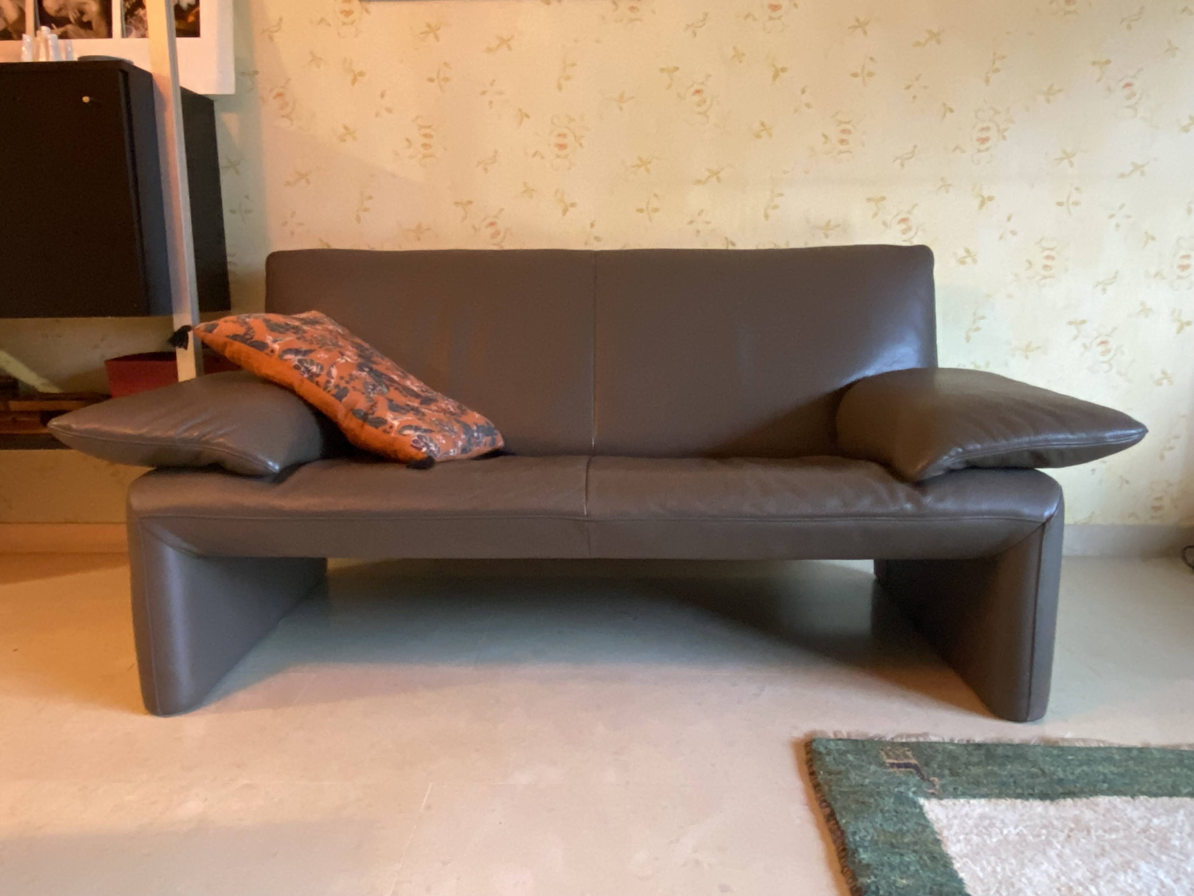 JP Audebert linear model 3-seater sofa in mocha leather