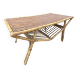 Table basse en rotin vintage vers 1960