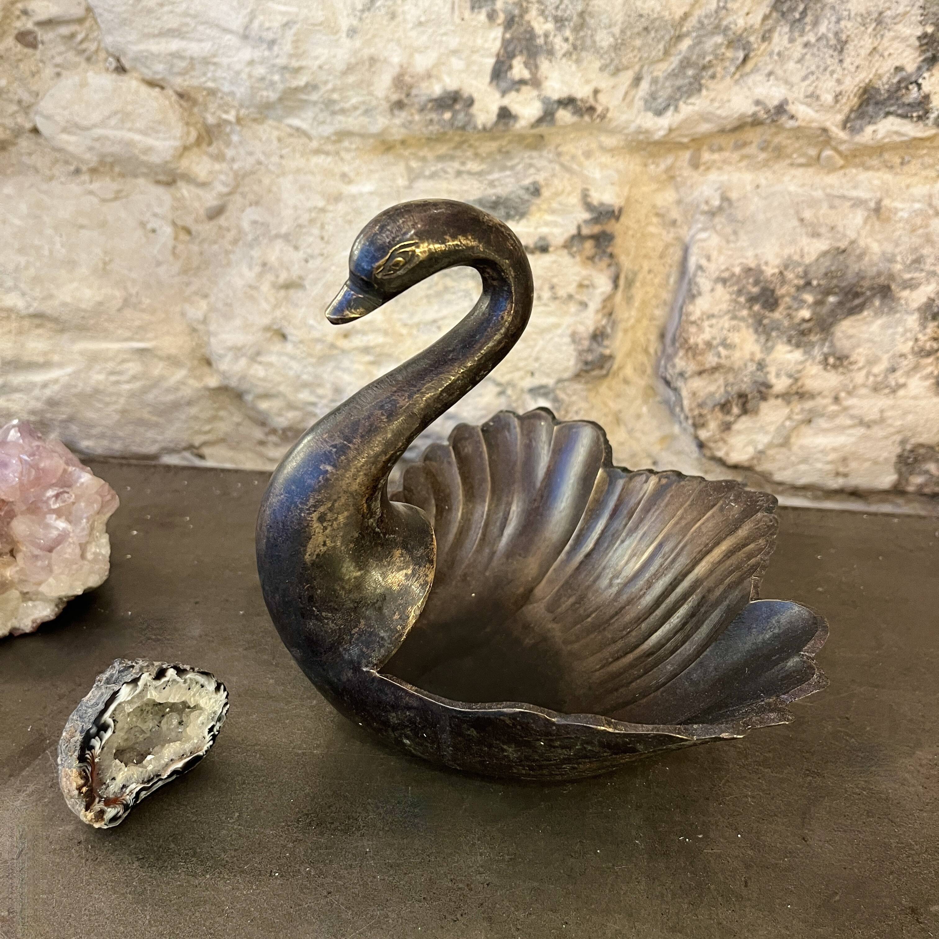 Bronze swan trinket dish bohemian chic trinket dish