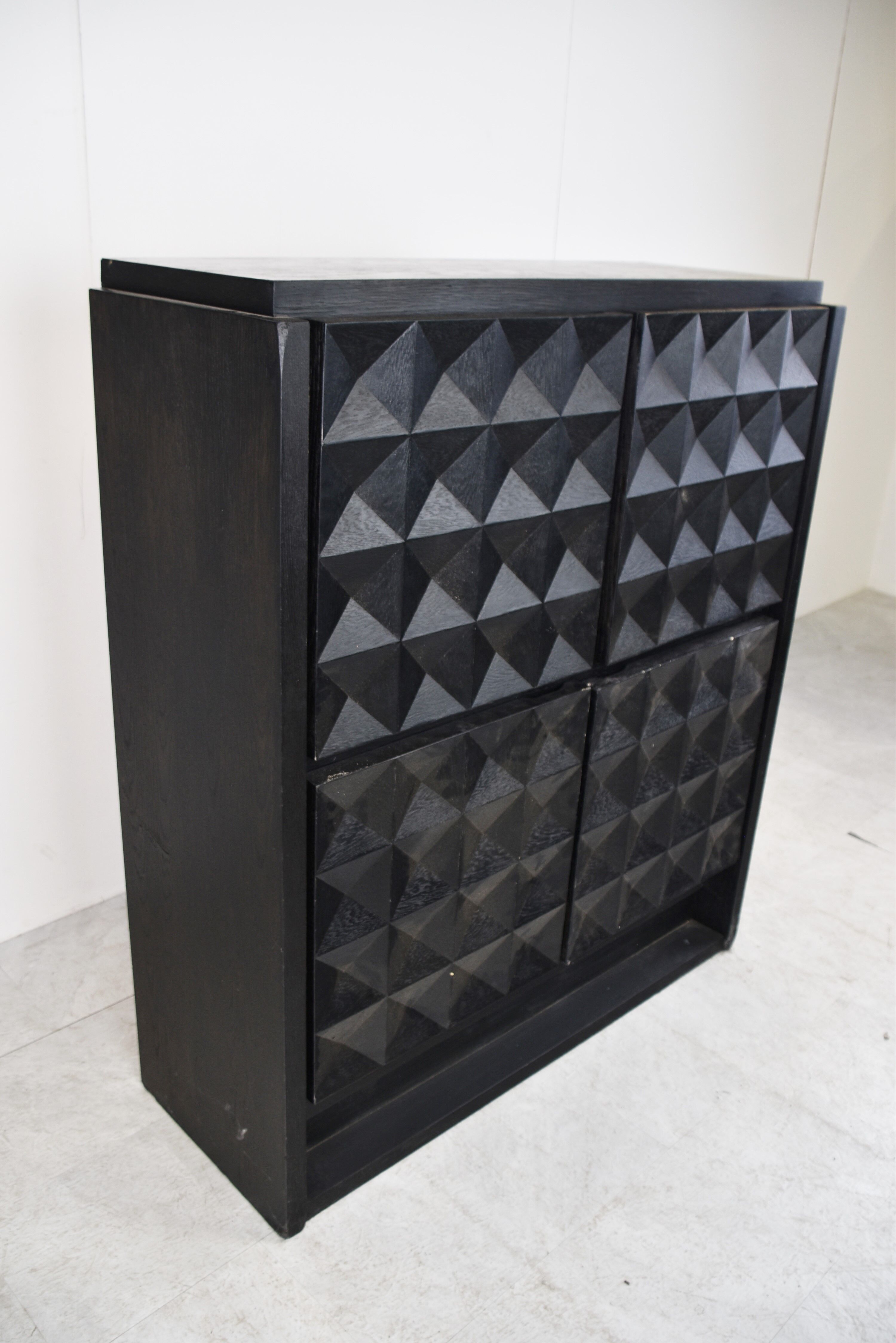 Black brutalist bar cabinet, 1970s