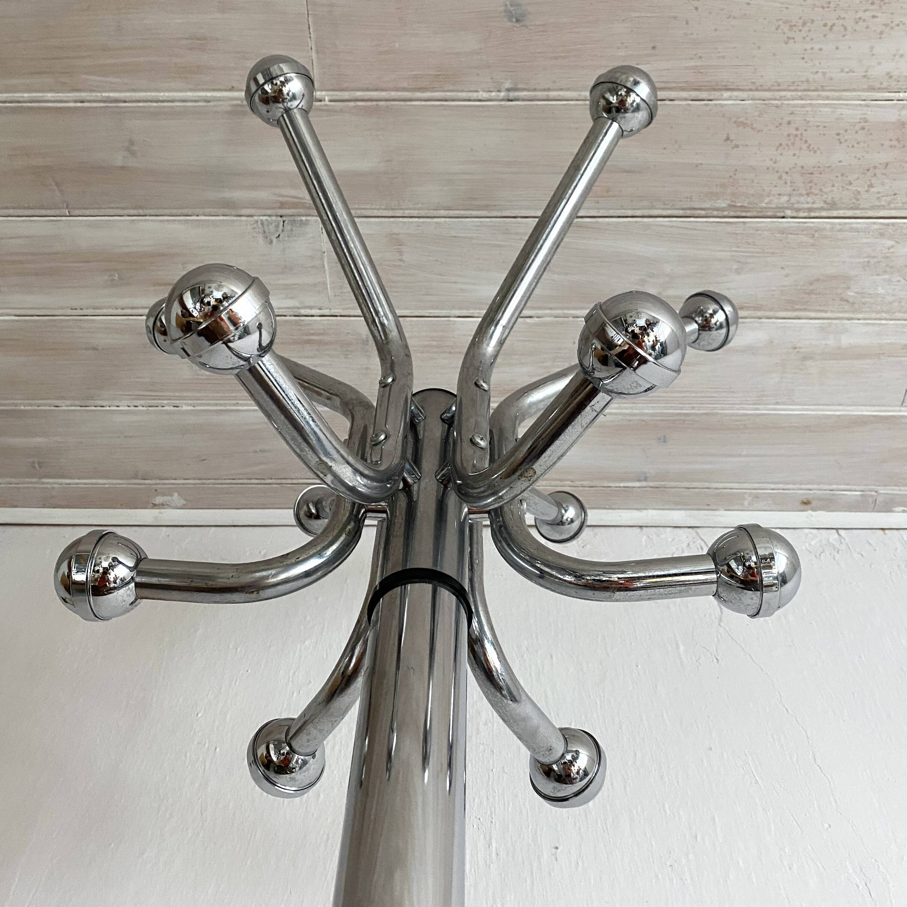 Vintage tubular chrome coat rack, 1970s