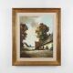 Belgian Painting of a farm scene with gilded wooden frame by Jos Pauwels, 1