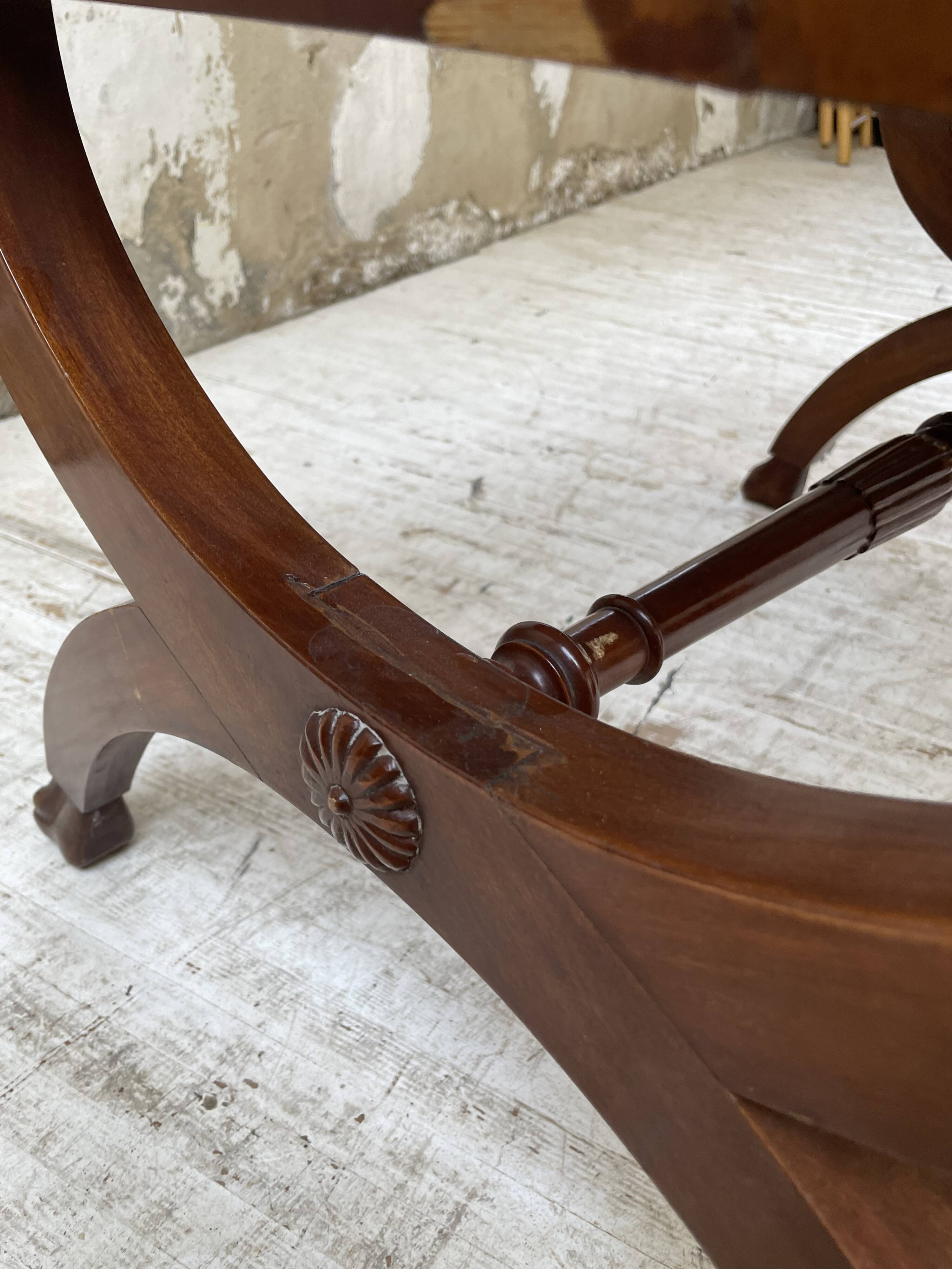 Empire style marble and mahogany coffee table