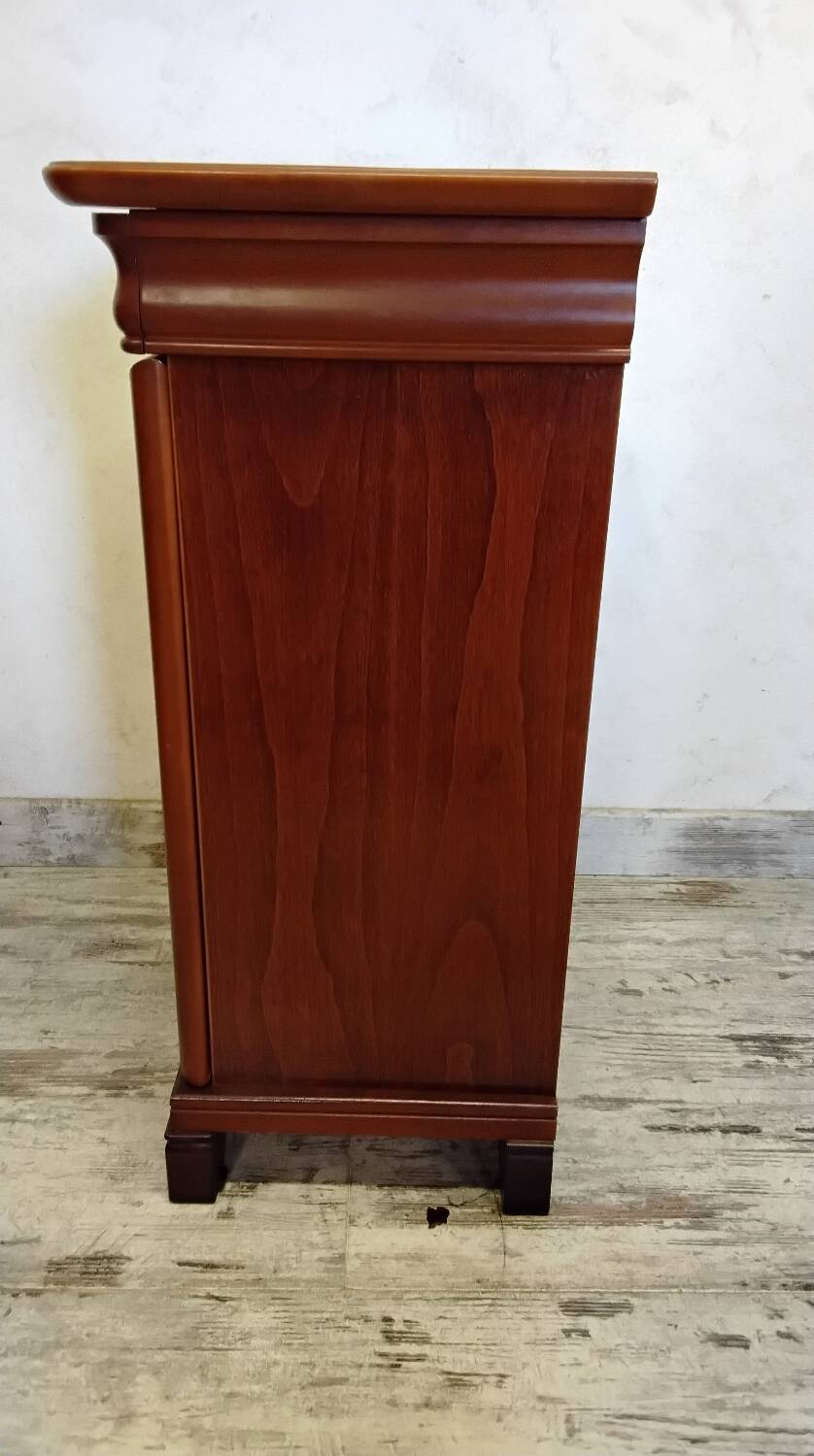 Pair of Louis Philippe style bedside tables in cherry wood.