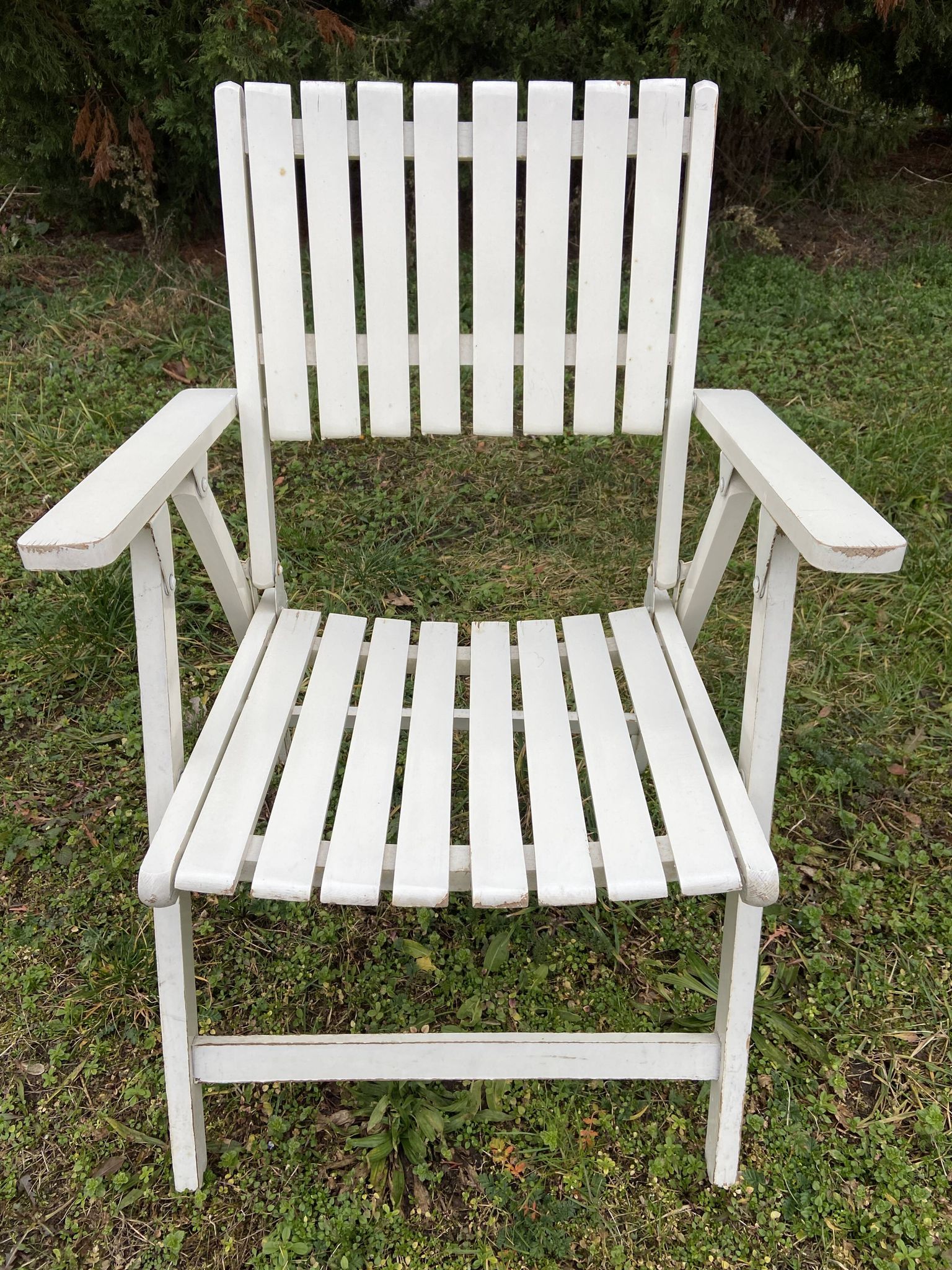 6 fauteuils de jardin bois vintage pliant