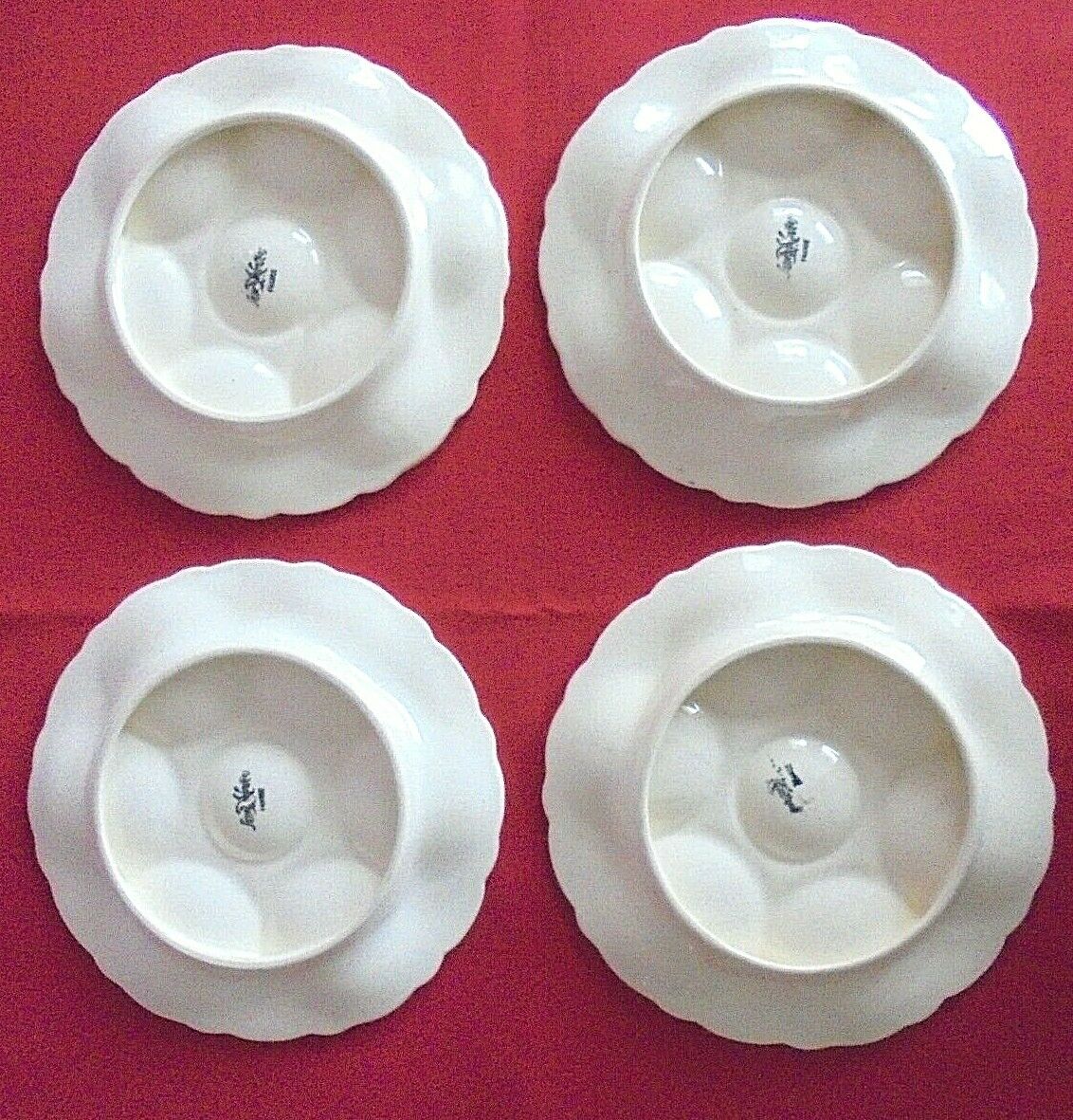 Lot 4 white plates at Hors d'oeuvre faïencerie Sarreguemines