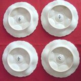 Lot  4 assiettes blanches à Hors d'oeuvre faïencerie Sarreguemines
