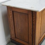 Large Antique Art Deco German Oak & Marble Chocolate Shop Counter, 1920s