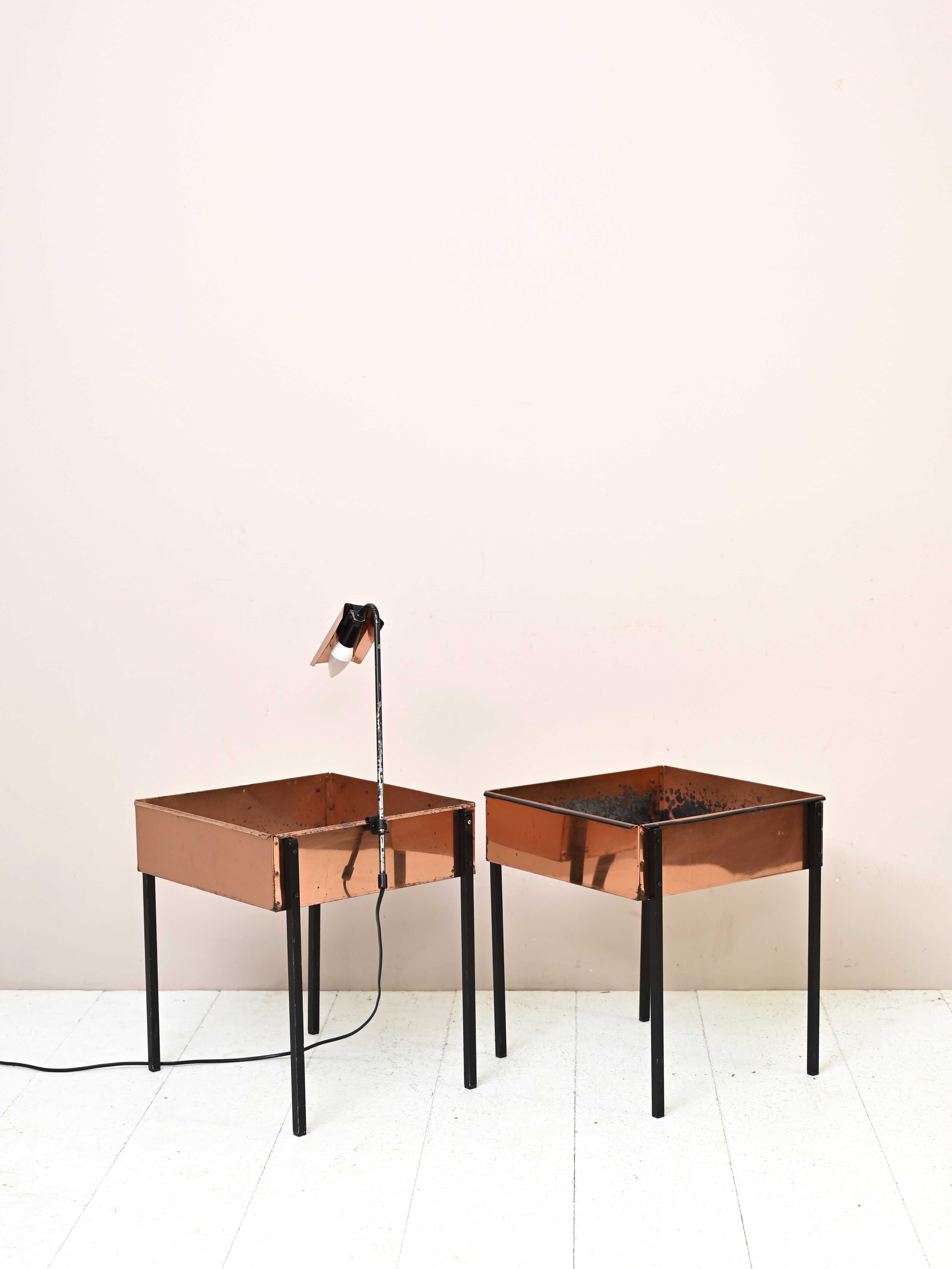 Copper planters with lamp