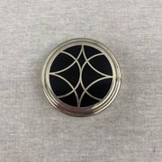 Christofle black talisman - pillbox powder box round lacquer box china silver metal tbe
