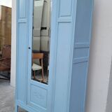 Parisian Art Deco armoire with beveled mirror and painted decoration