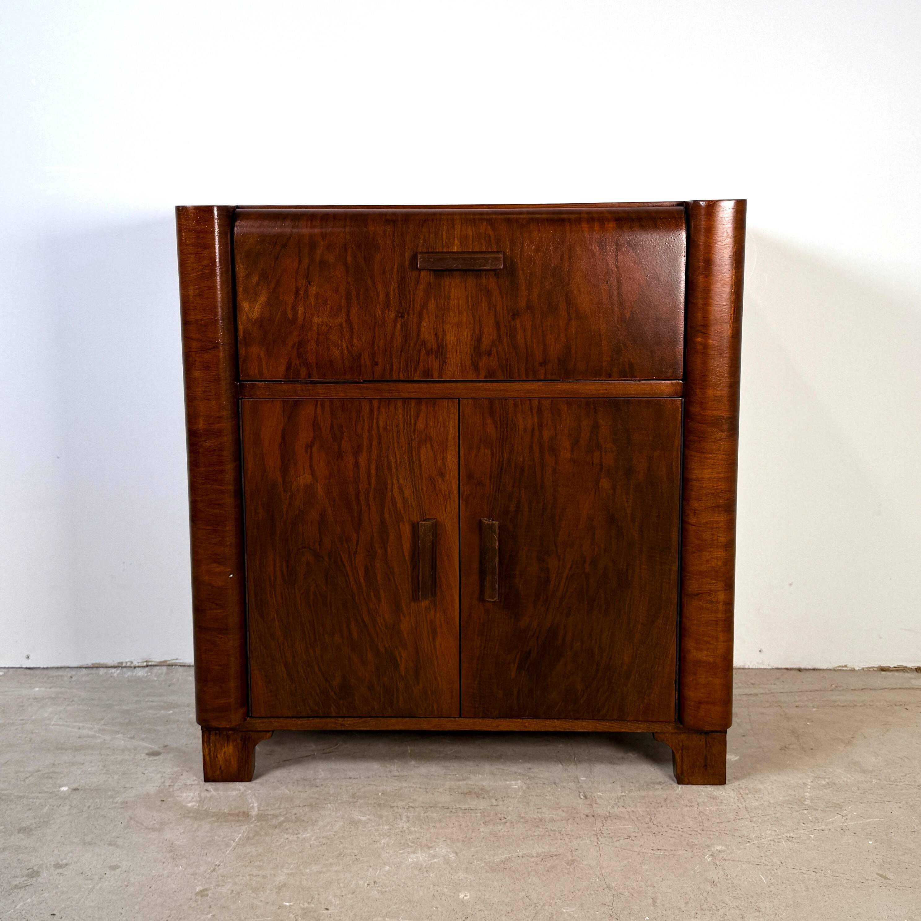 Art Deco audio cabinet with pull-out drawer