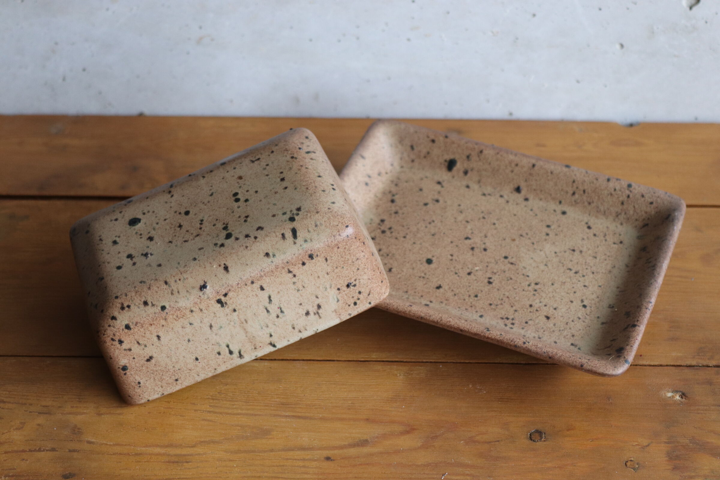 Speckled stoneware butter dish