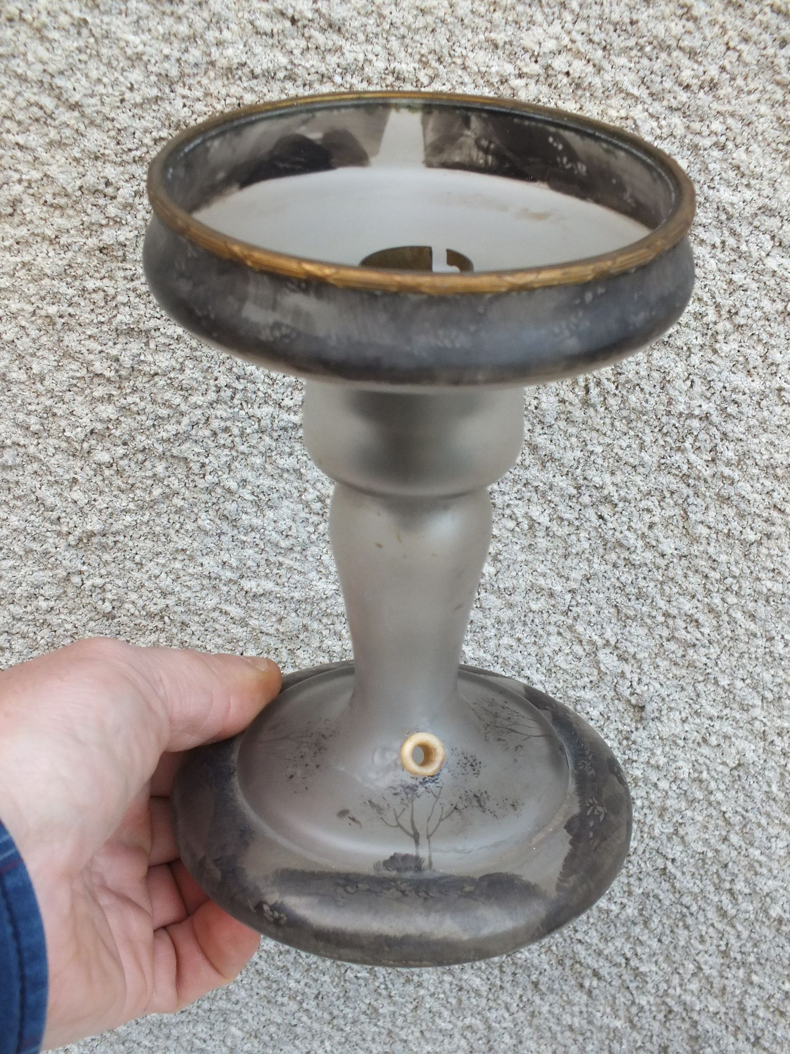 Pied de lampe Art déco années 20/30 en verre peint