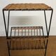 End table/ Magazine rack side table in wicker and iron, 1950s