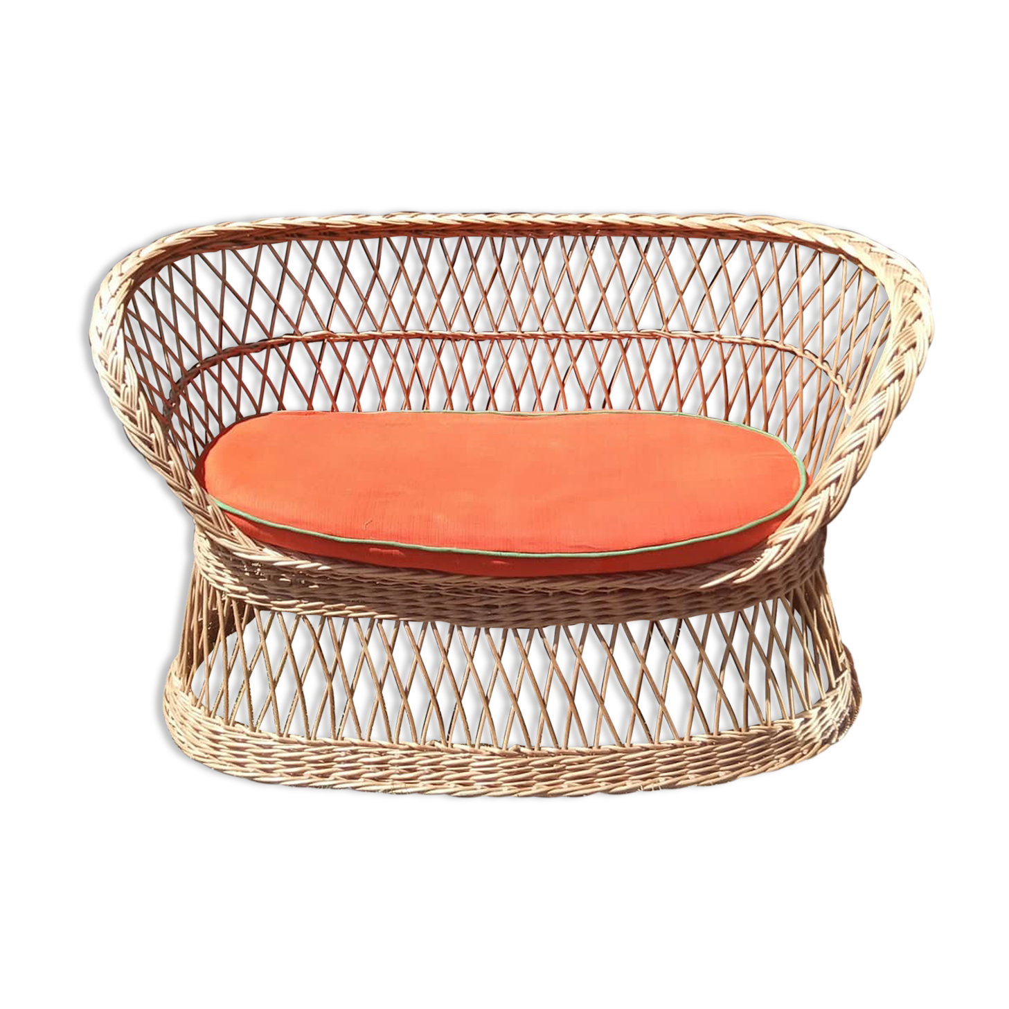 Vintage rattan bench