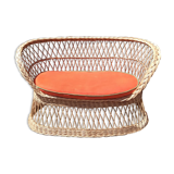 Vintage rattan bench