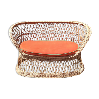 Vintage rattan bench