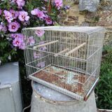 Ancienne cage à oiseau vert mint métal vintage