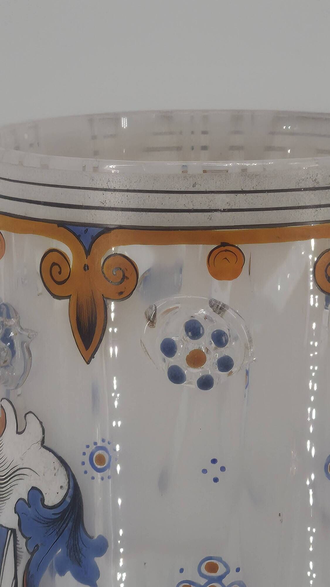 Small enamelled glass vase with armorial design in Historismus style from 19th century Bohemia.