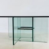 Table basse carrée en verre cristal, Italie années 70