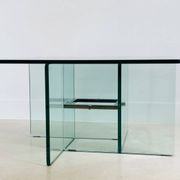 Square crystal glass coffee table, Italy 1970s