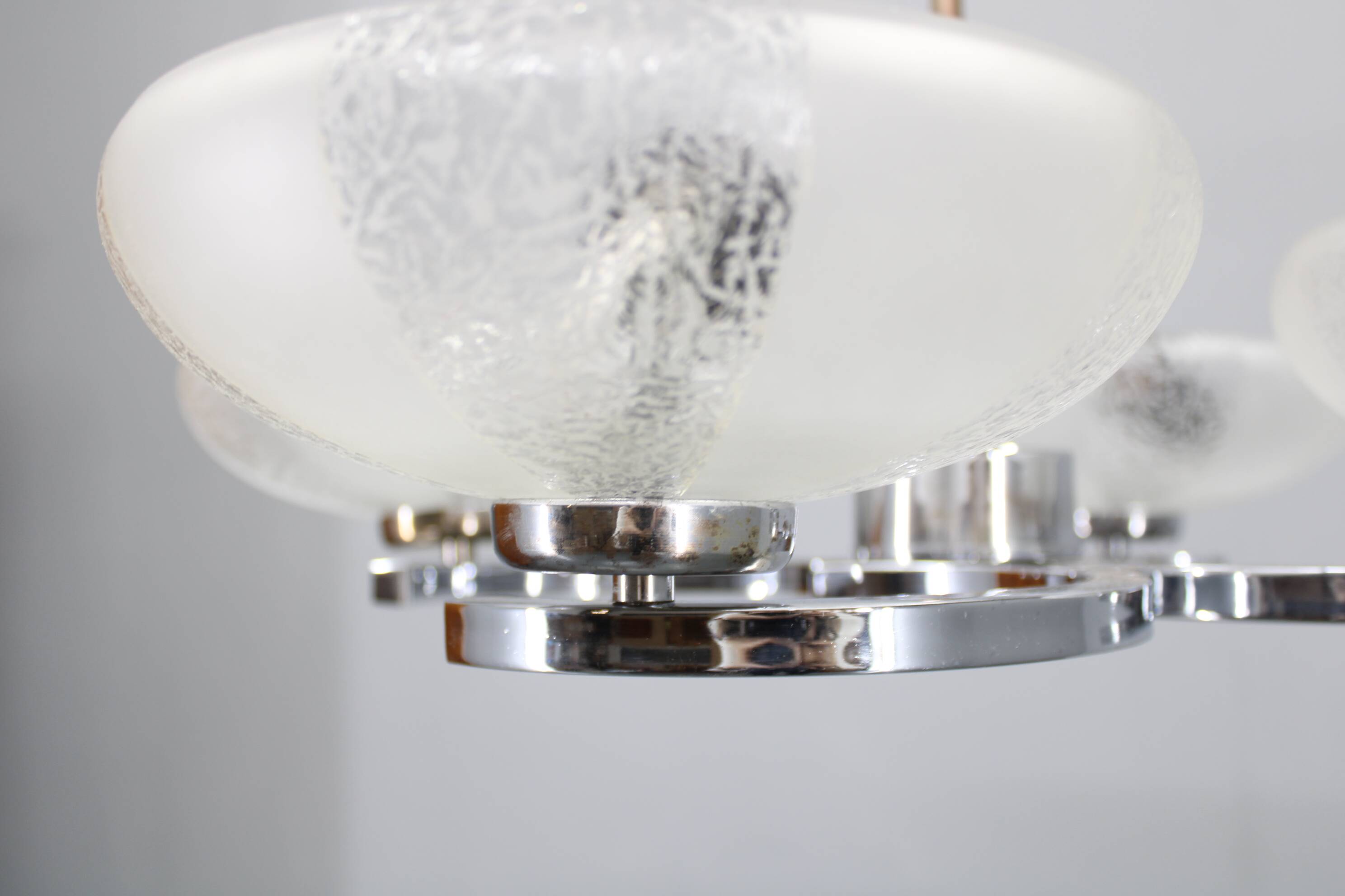 1950s Chrome and Glass Chandelier by Napako, Czechoslovakia