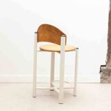 High chair in beech and white