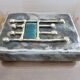Case for matches in pewter, brass and email signed "latappy" 1970