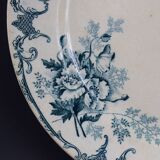Old white and blue flat plate floral decor emile bourgeois