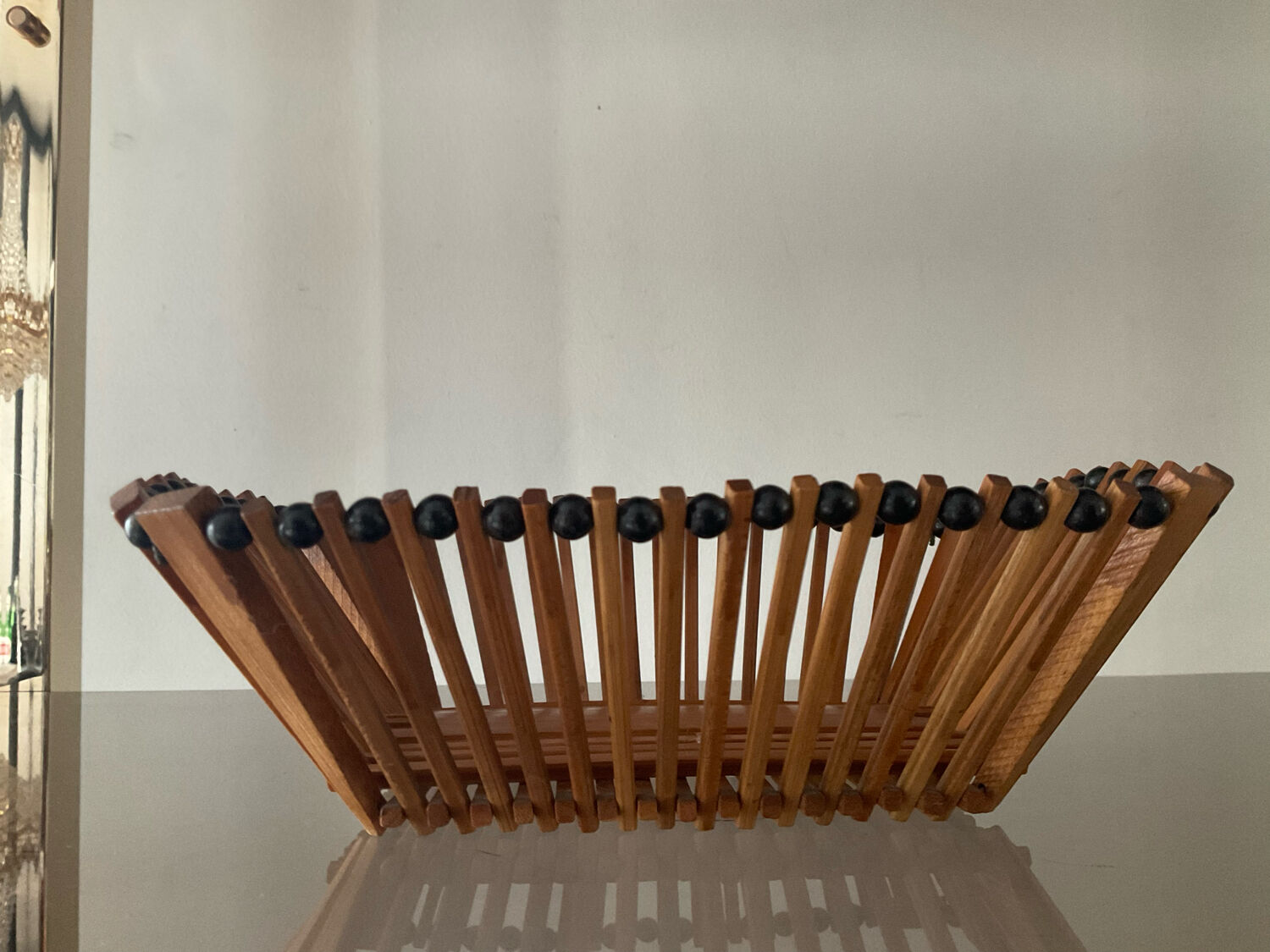 Duo of vintage wooden baskets