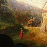 Tableau Ancien Ecole Hollandaise Campagne et Paysans